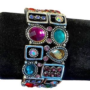 silver gemstone cuff bracelet